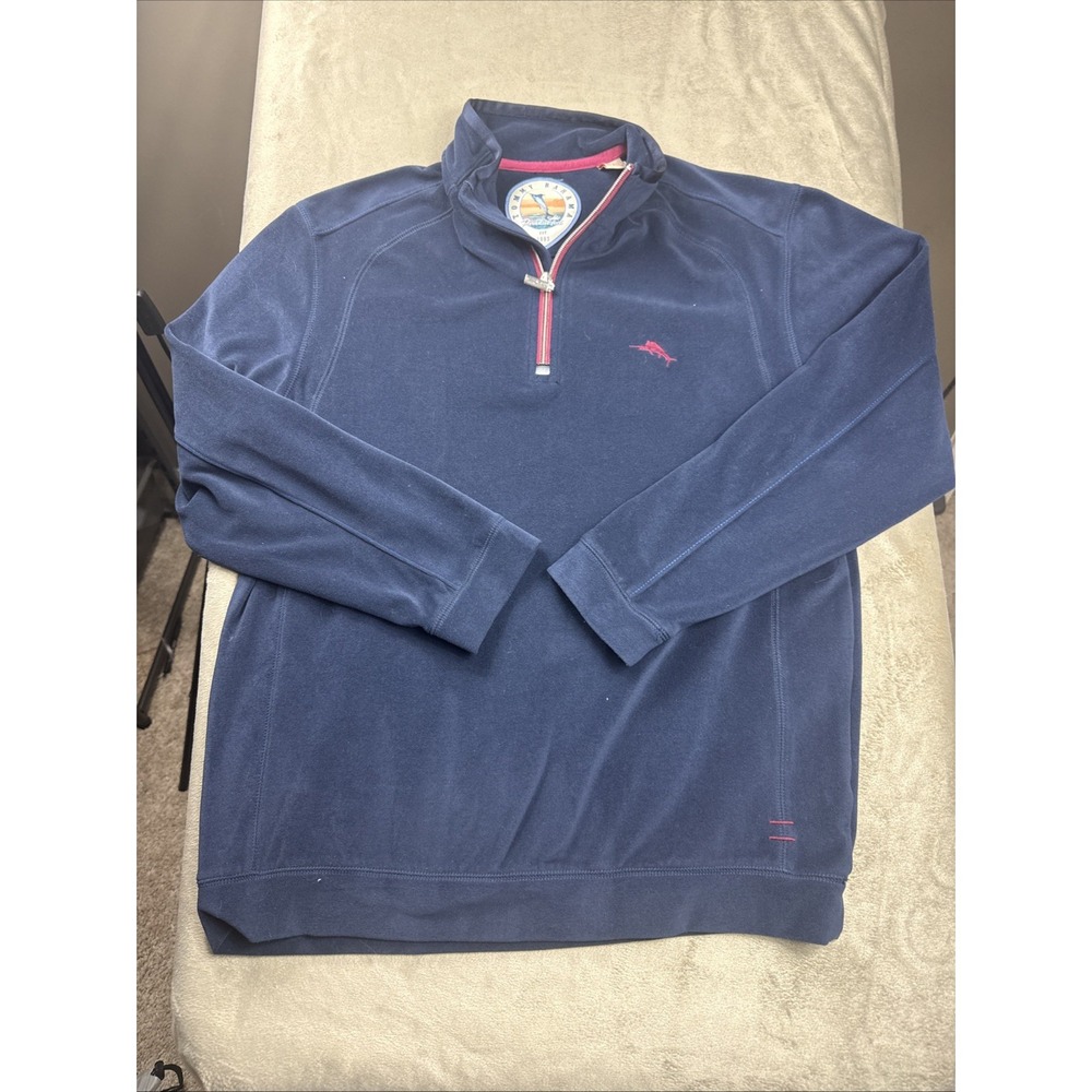 Tommy Bahama Pullover Fleece Paradise Tech Men S Long‎ Sleeve Quarter Zip Blue